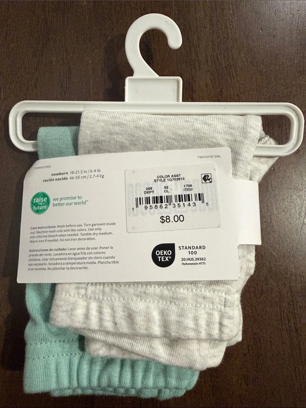 NWT Carter's 2-Pack Baby Pants in Heather Gray and Mint Green